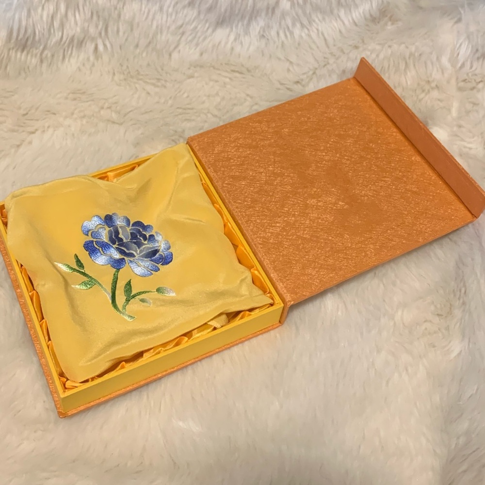Flower Embroidered Silk Handkerchief Scarf